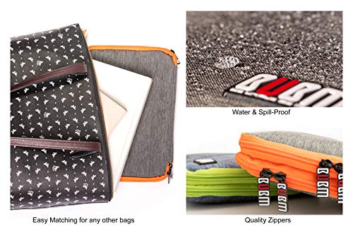 Three Layer Electronics Organizer And Travel Organizer For Tablet, Cables, And Chargers. Size Xl Fit Up To 10" Tablets. (Grey And Bright Orange) #TOP5