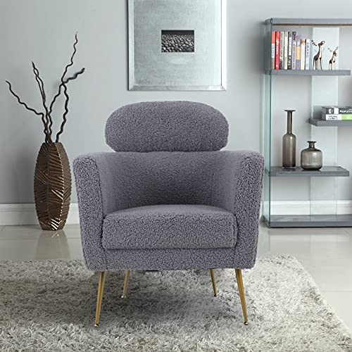 Sillón Medio Respaldo Sherpa Gris Metal miniatura 4