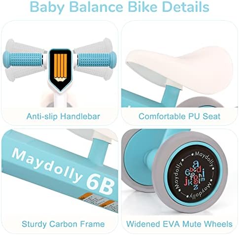 Maydolly Baby Balance Bike, Baby Bike for Toddlers Age 12-24 Months, 1st Birthday Gifts for Girls Boys, Ride on Toys for 1 Year Old Baby Walkers Bike No Pedal, Toddlers First Bike