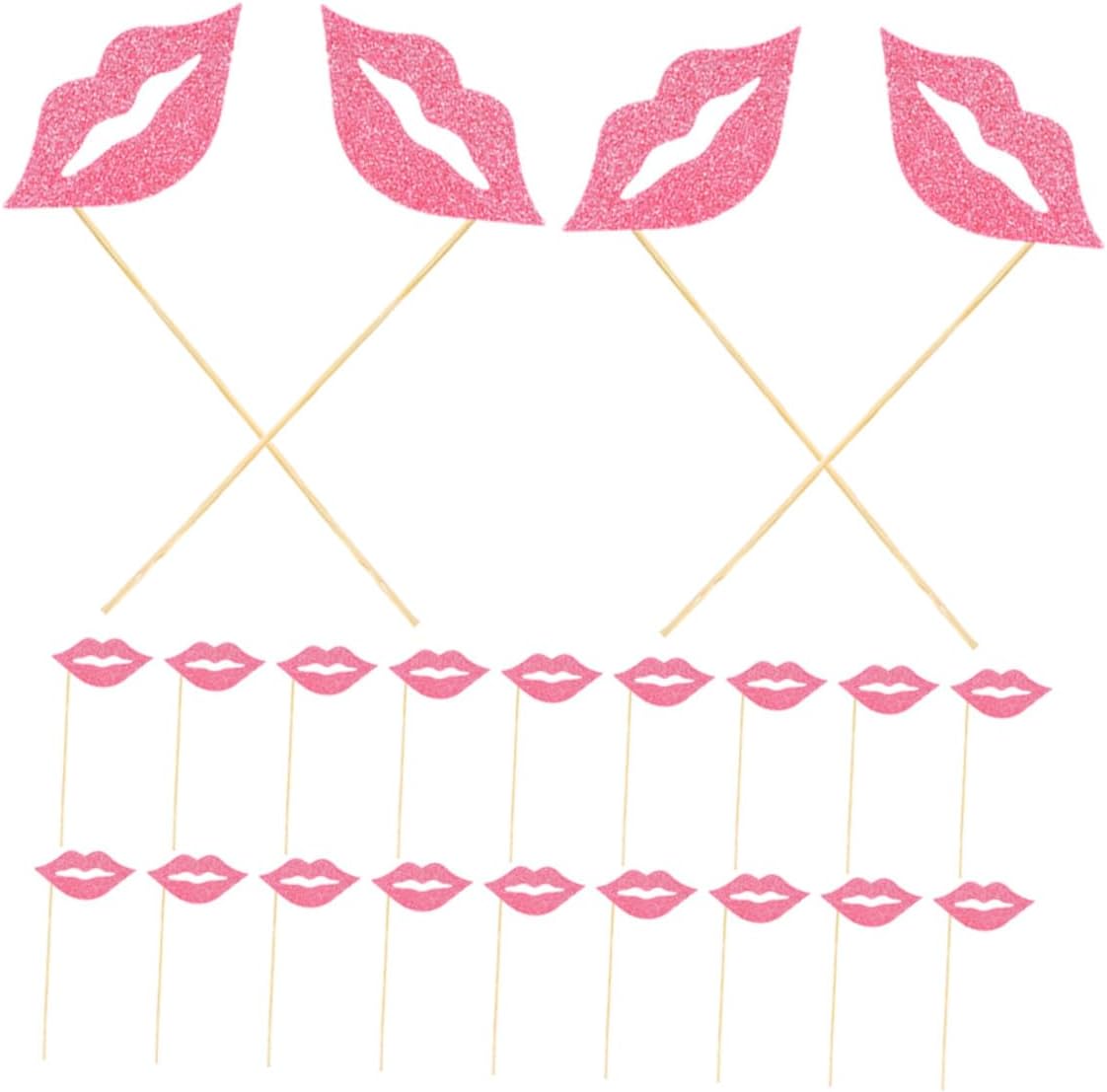 Zerodeko 60pcs Pink Lip Photo Booth Props with Wood Sticks, Red Lip Selfie Party Props for Birthday, Wedding, Valentine’s Day, Prom Photobooth Accessories