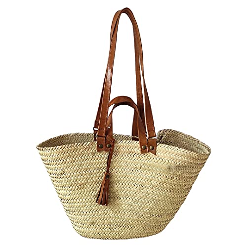 Carthage Trade Gallery - Sac à Main pour Femmes - Cabas en Feuilles de Palmier - Idéal pour la Plage, Shopping ou pour faire les Courses - Fabriqué à la Main