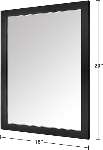 Miniatura 3 de Phore Espejo de pared rectangular negro espejo de baño de 16 x 20 pulgadas, espejo de pared para entrada, dormitorio, sala de estar