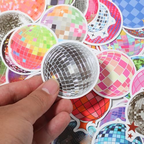 114stk Disco-Kugel-Aufkleber - 70er & 80er Retro-Disko-Partygeschenke - Selbstklebend - Vintage-Aufkleber für Wasserflasche, Laptop & Scrapbooking