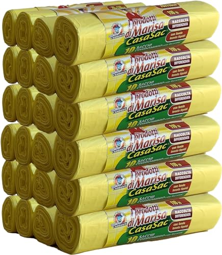 CSC - Sac Poubelle 110L avec Lacets, 240 Pièces, Sac Tri Sélectif Intérieur et Extérieur 70x110cm, Anti-Goutte et Anti-Perforation - Sacs à Déchets...