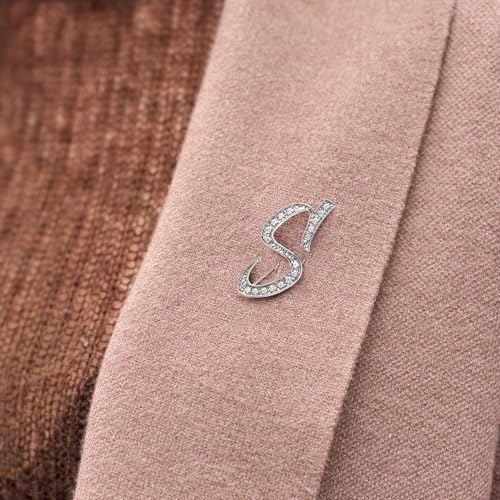 Image of Cicy Bell A-Z Initial 26 Letter Brooch Pins 18k Gold Plated Cubic Zirconia Breastpin Name Personalized Gifts for Women Men