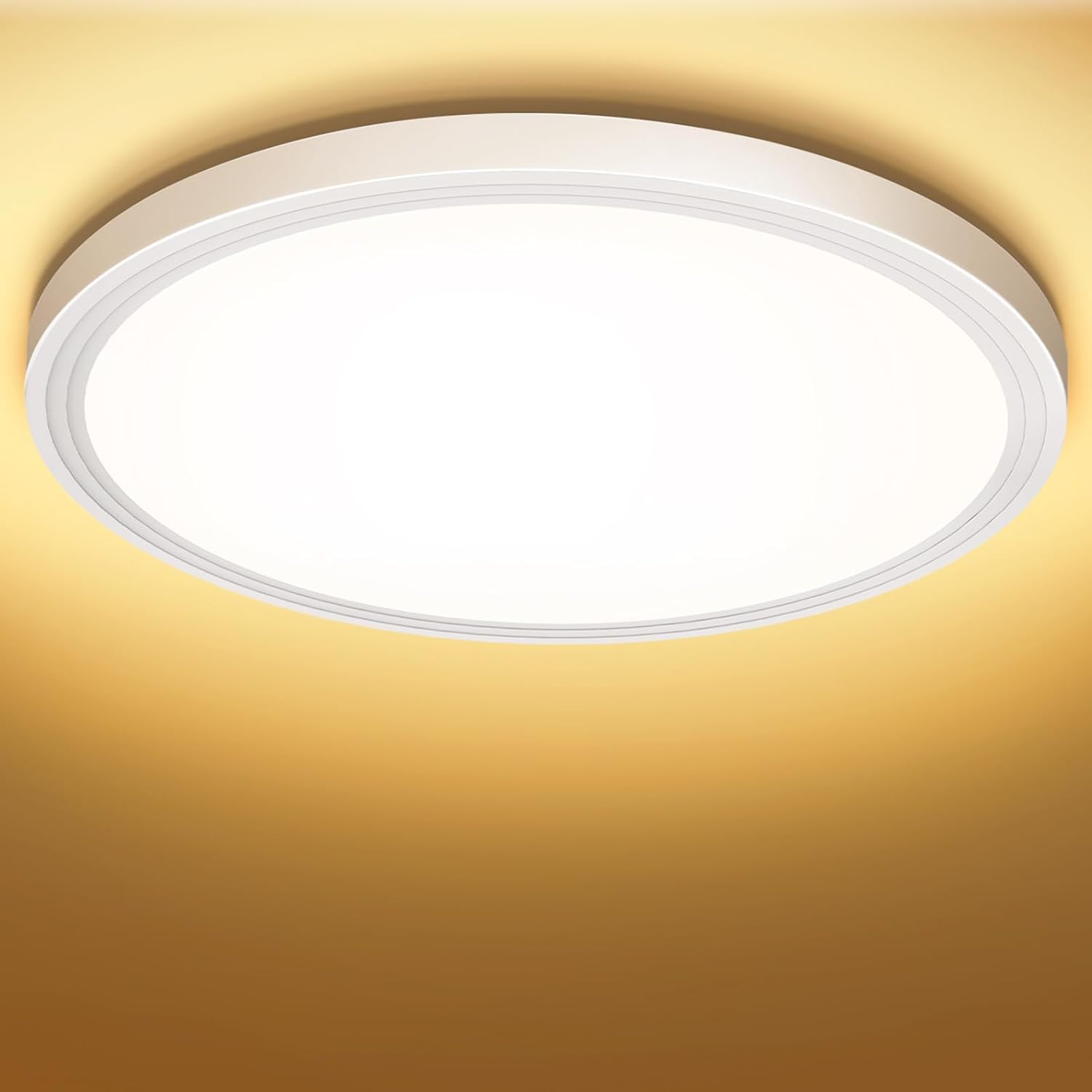 Swoieltr Bathroom LED Ceiling Light, 3000K Warm White Ø22.3CM 18W Round Modern Flush Ceiling Lights IP44 Waterproof Close-to-Ceiling Light for Office, Kitchen, Bedroom, Living Room