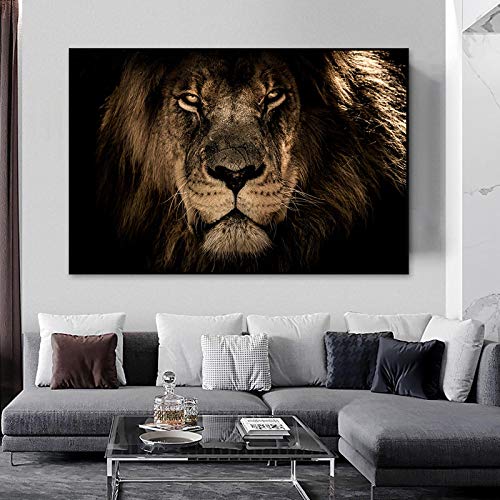 Décoration murale lion 70x125 cm avec cadre intérieur rigide