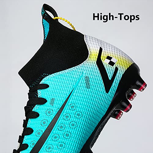 Xjiodf Men's Soccer Cleats Football Shoes High-Tops Lace-Up Non-Slip Spikes Outdoor Rugby Futsal Running Hiking Fg Ag Turf Boots Blue Eu 45 #TOP2