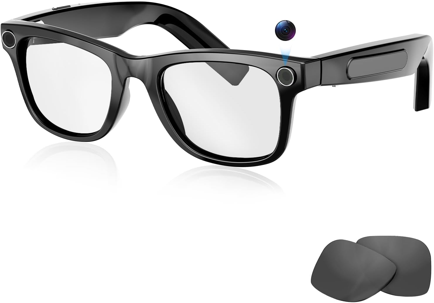 Upgraded AI Good Glasses with 8MP Digicam, 1080P HD Video Recording & Audio, Bluetooth 5.3 Good Glasses with Actual-Time Translation, Interchangeable Blue Gentle & UV Safety Lenses Lengthy Battery Life