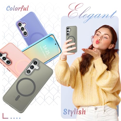 Image of for Samsung Galaxy S24 FE Case, Matte Magnetic Phone Case with 1 Screen Protector, Support for Magsafe, Translucent Frosted Slim Shockproof Protective Cover for Samsung Galaxy S24 FE, Titanium Gray