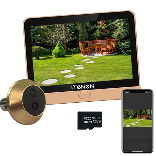 iTenen PDG Spioncino Digitale a Batteria 3.0MP con MicroSD da 32GB,Video Spioncino Senza Fili con Schermo a Colori da 4,3', Telecamera porta,5000 mAh, Audio a Senso Unico,Rilevamento Movimento PIR