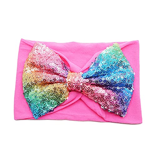 15Pcs Baby Nylon Headbands Hairbands 5Inch Sequin Hair Bows Elastics Hair Accessories For Baby Girls Newborns Toddlers Kids Children #TOP7