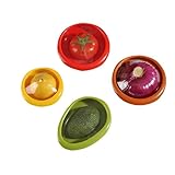 Avocado Saver and Tomato Holder – Set of 4 Reusable Storage Containers for Fridge – Ideal for Garlic, Onions, Lemons, and Potatoes