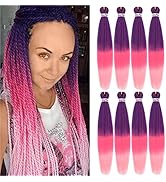 Braiding Hair Pre Stretched 36 Inches 8 Packs Synthetic Fiber Crochet Twist Braids Yaki texture B...