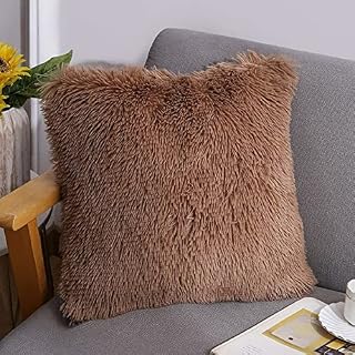 Faux Fur Cushion Covers 40x40 cm Rainbow Pink Luxury Fluffy Cushion Cases Plush Velvet Pillow Covers Square Decorative Pillow Cases for Sofa Couch Bedroom