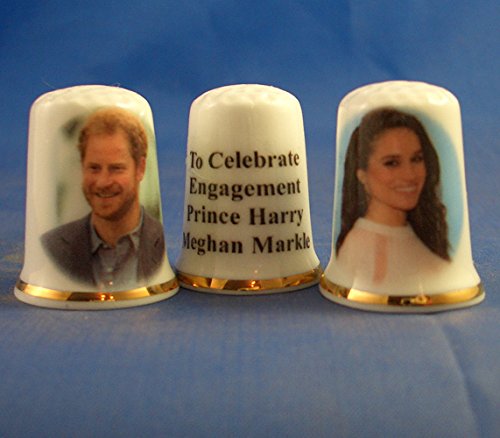 Birchcroft China Birchcroft Porcelain China Collectable Thimble - Prince Harry & Meghan Markle Engagement Pair