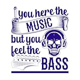 Gravuraufkleber Du hörst die Musik, aber spürst den Bass. 51x59.3cm Beschädigt die Wandoberfläche nicht Dunkelblau
