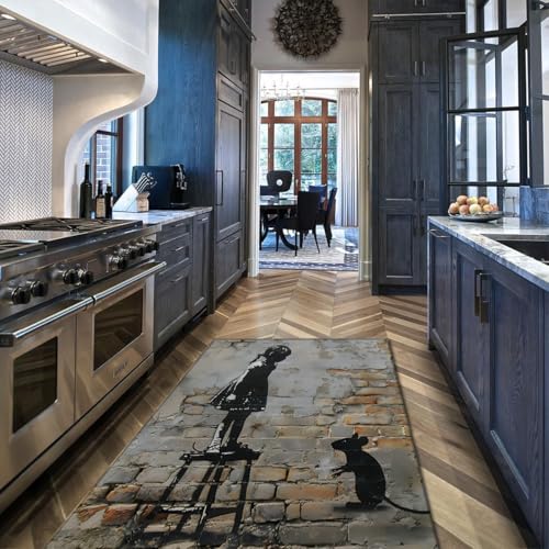 Tapis rat sur brique Banksy une ambiance loft rétro à la maison
