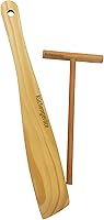 Vista 1 de Kuchengerate - Juego de 2 palitos esparcidores de crepé de 3.5 pulgadas y espátula de 12 pulgadas, estructura en forma de T, madera de haya natural