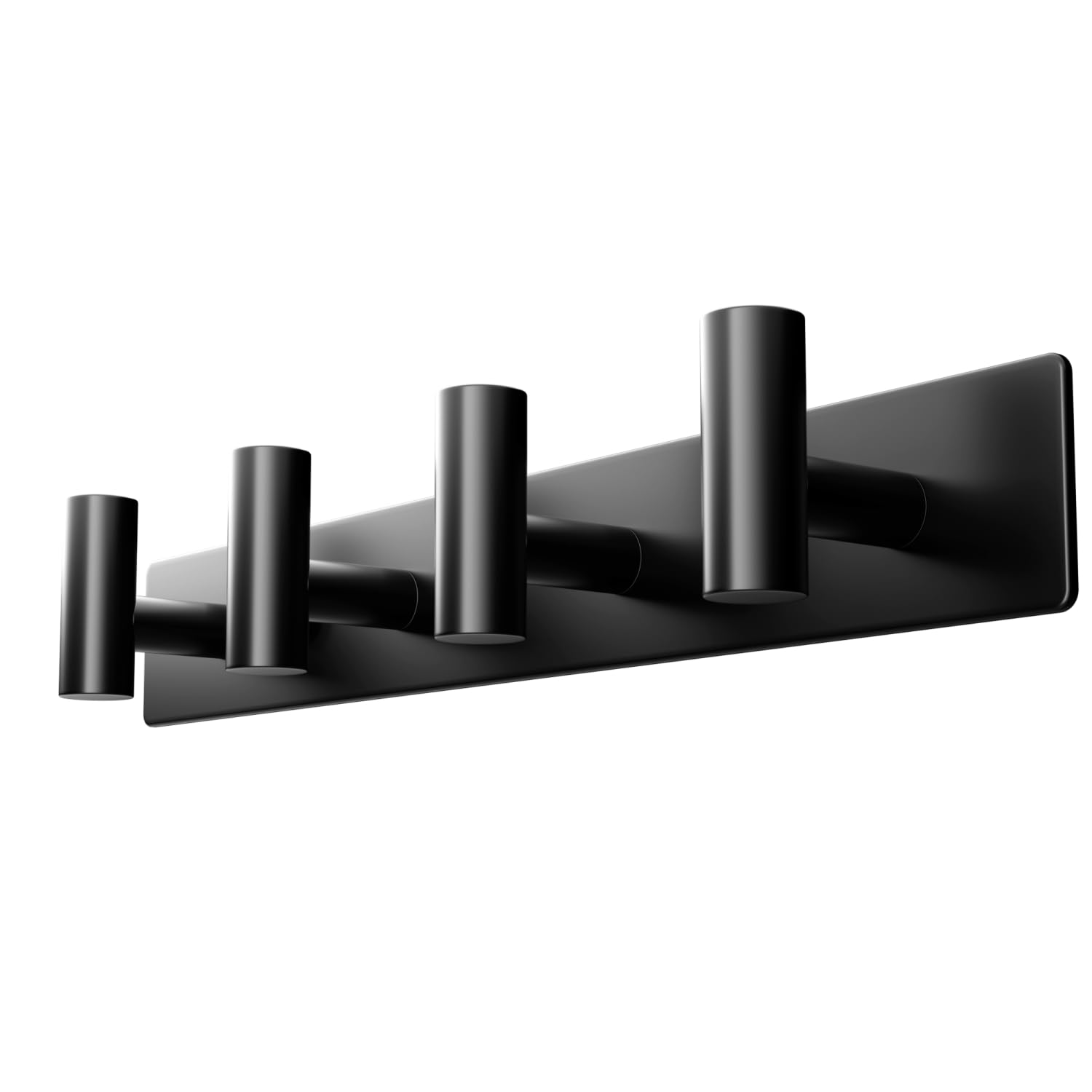 Black Wall Mounted Coat Rack – 4 T-Shaped Hooks on 12.6" Metal Rail (1 Pcs)