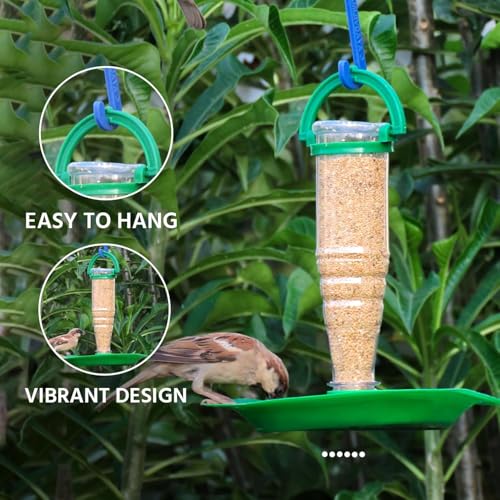 Image of Ayushi Nano Bird Feeder for Food (Green, 2 Piece)