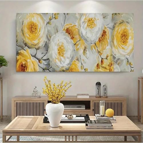 Toile fleurs modernes 40 x 85 cm anti-déformation avec cadre