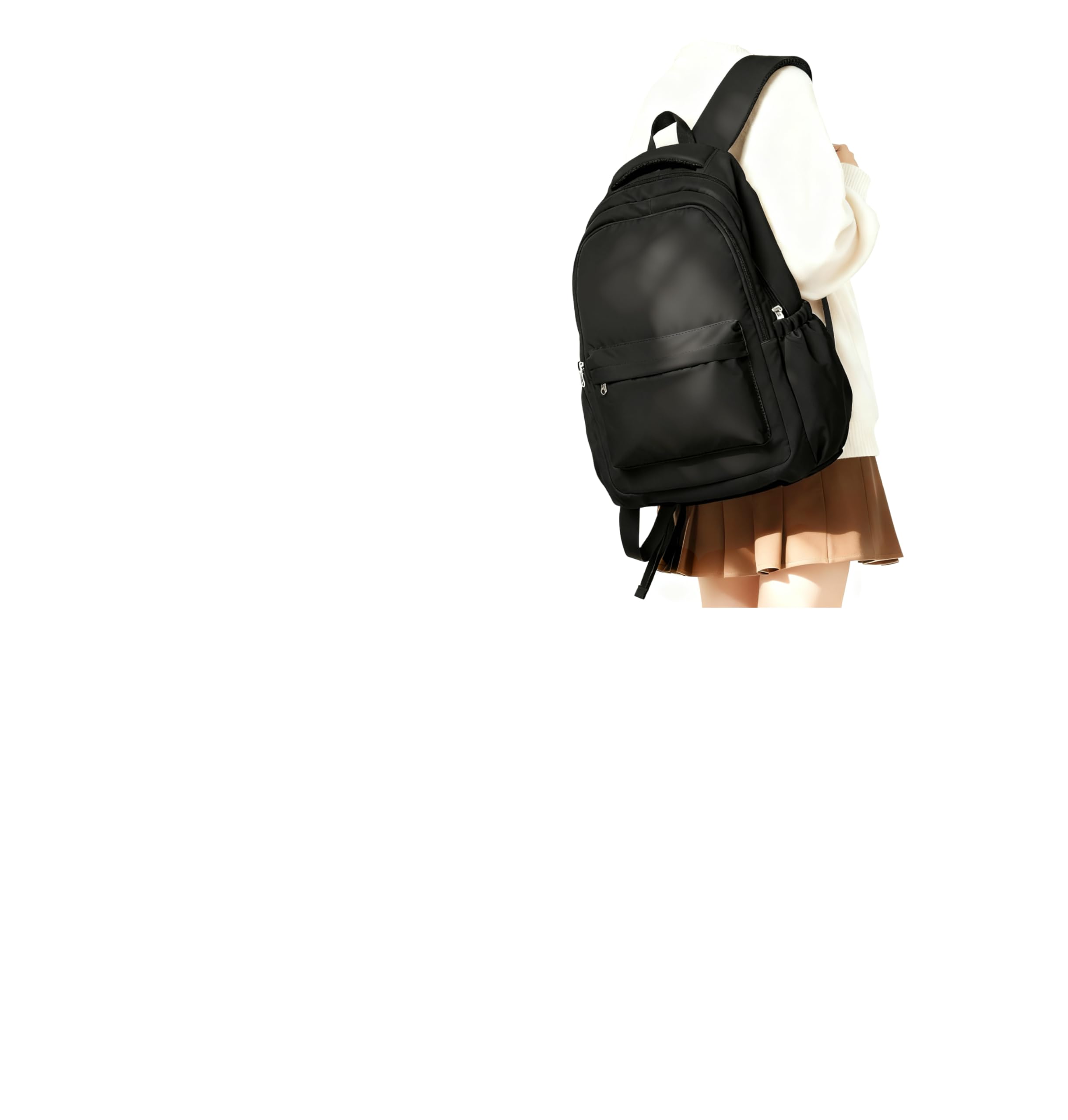 Black School Backpack for Girl Women Boy High School Bag College Backpack Bookbag Lightweight Waterproof Casual Daypack Back Pack