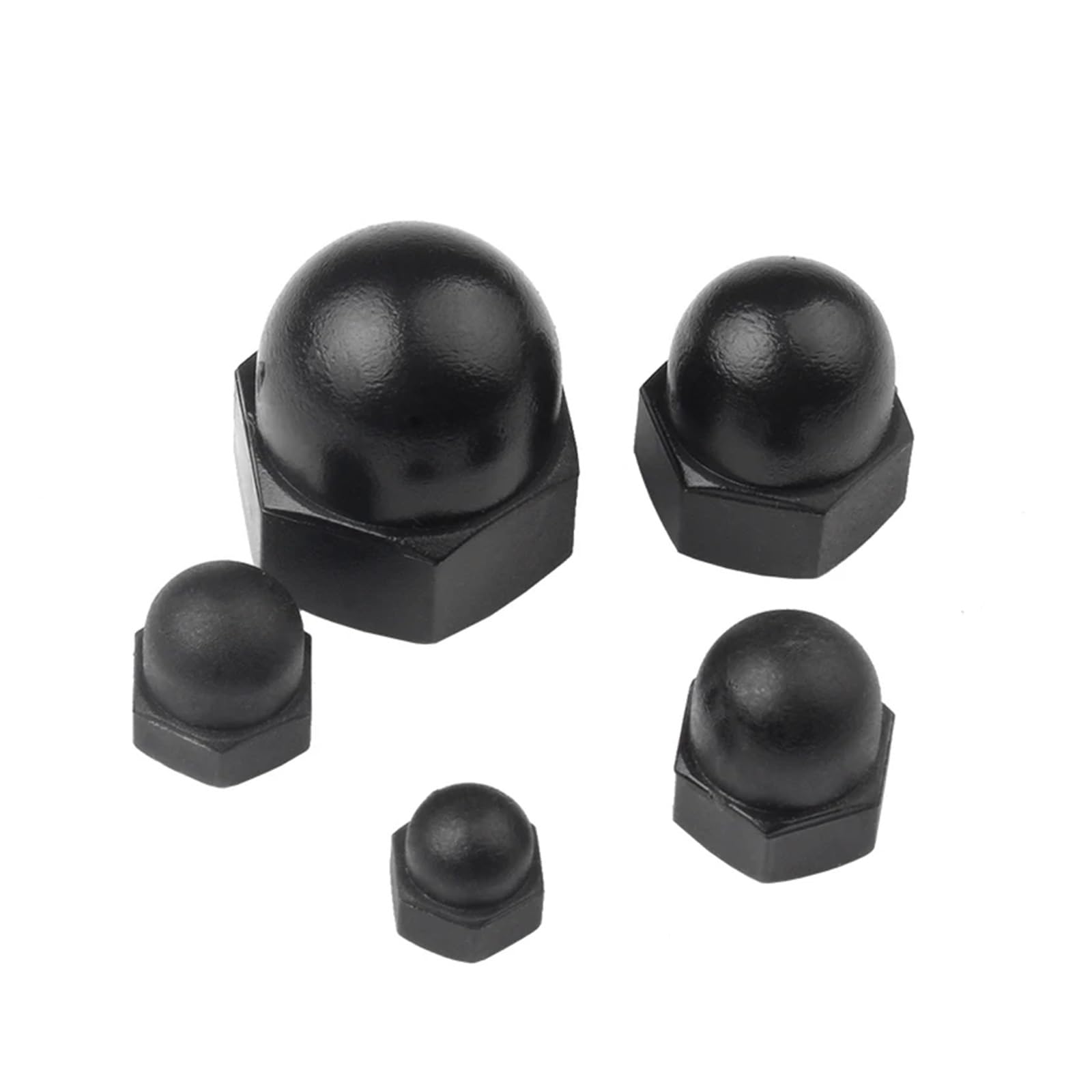 Dadi a calotta in nylon bianco/nero, dadi esagonali in plastica M3 M4 M5 M6 M8 M10 M12 M14 M16 M18 M20 for uso isolante(Black,M8 20pcs)