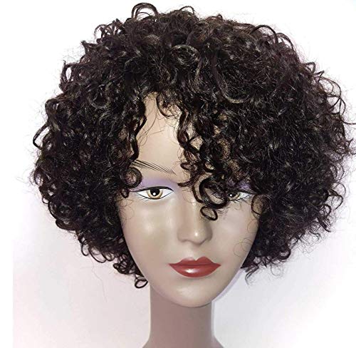 Morichy Perruque Naturelle Courte de Cheveux Humains Bouclés Brésiliens Perruque Frisés pour les femmes noires (1B)