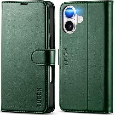 TUCCH Wallet Case for iPhone 17 2025, RFID Blocking 4 Card Holders | Kickstand | Magnetic Closure | PU Leather | Foldable Folio Cover Cover