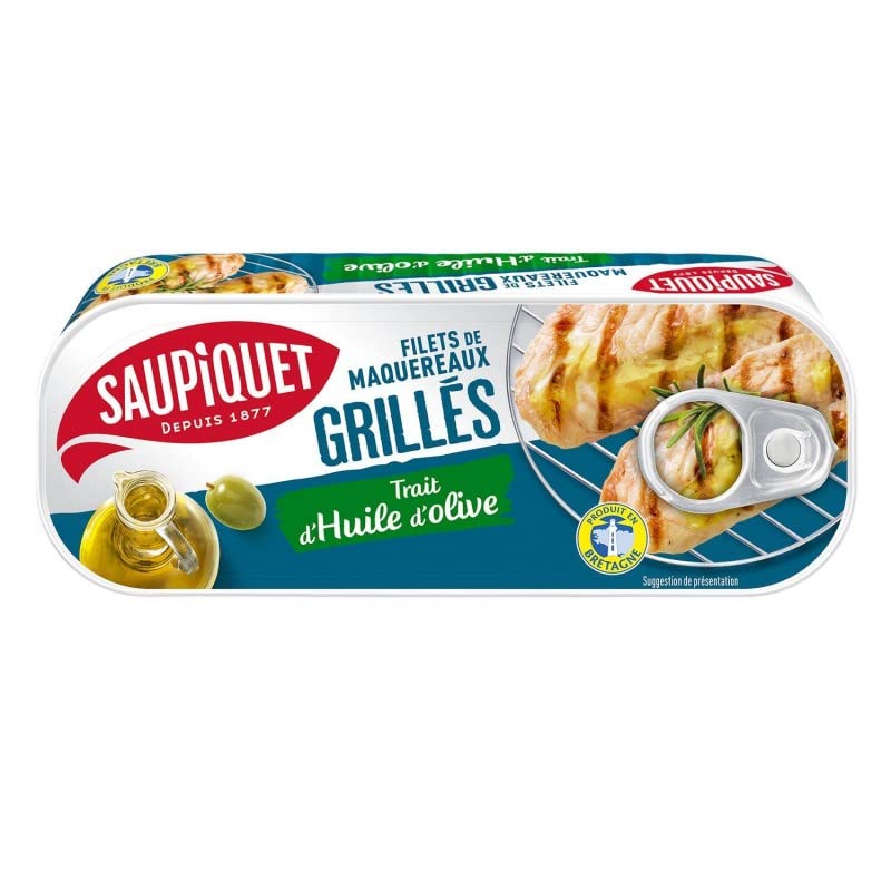 FILETS DE MAQUEREAUX GRILÉS À L'HUILE D'OLIVE 120G, SAUPIQUET, LOT DE 4