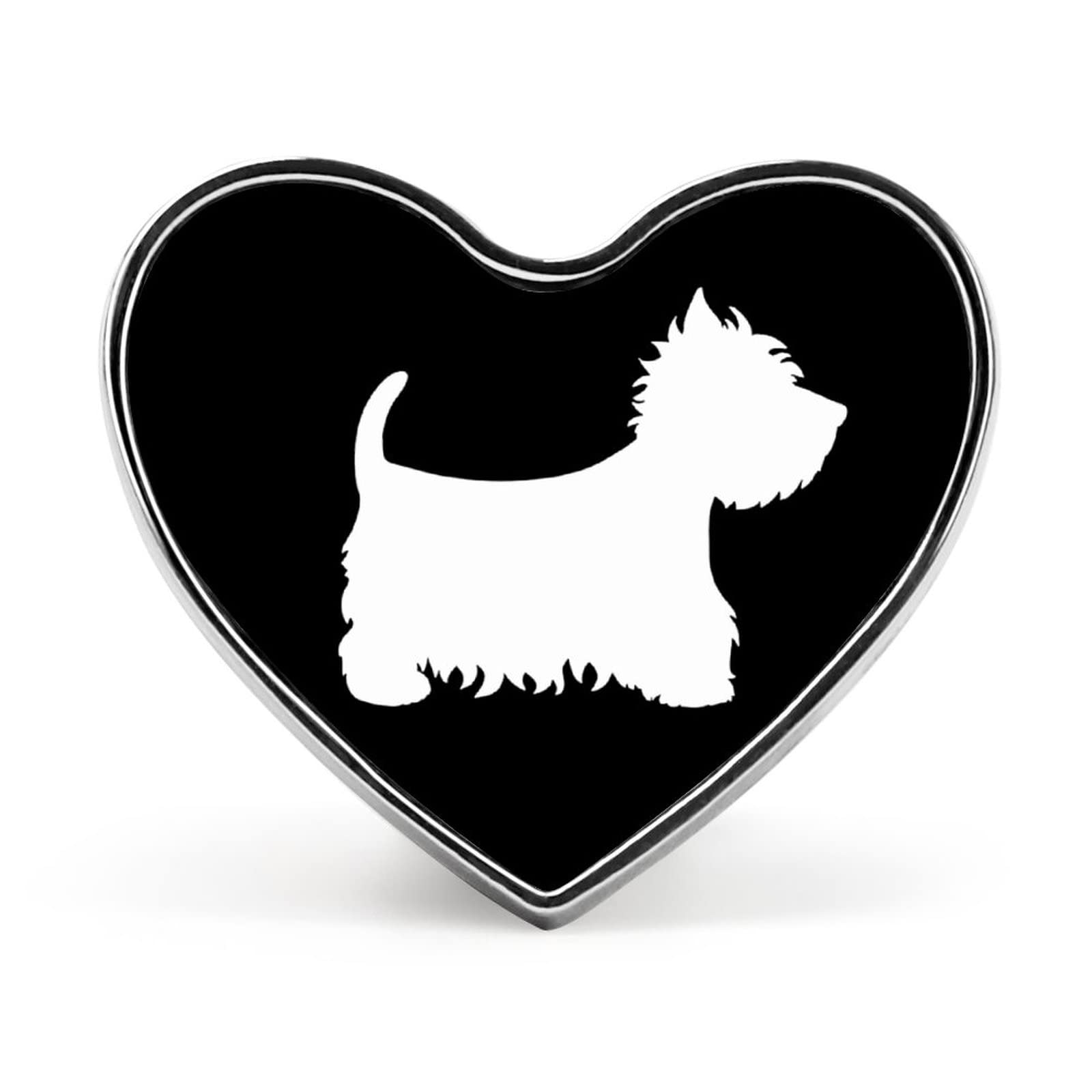 Westie Dogs Cute Heart Brooch Pin Funny Lapel Tie Pin Crafts Badge for Costume Accessory