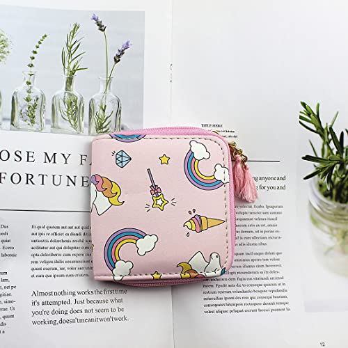 timlee Cute Girls Christmas Gift Pink Purse Unicorn Design Short Wallets Ice cream wallet Women Zipper Wallet(Pink icecream 0115)4
