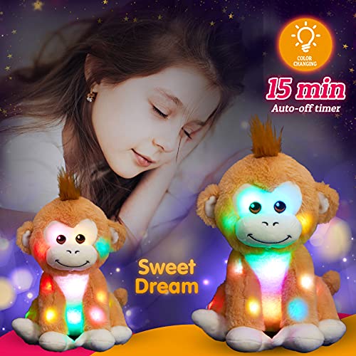 Specialyou Glow Monkey Stuffed Animal Creative Led Plush Toy Light Up In The Dark Bedtime Companion Birthday For Kids, 10’’ #TOP2