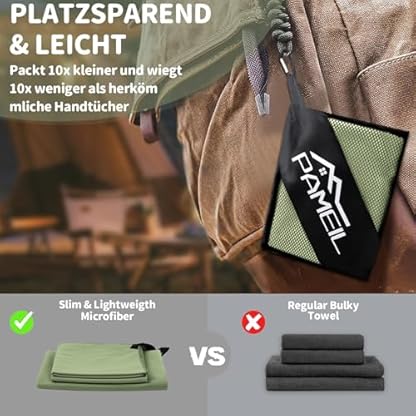 Pameil Mikrofaser Handtuch 3er Set (160x80cm Groß Badetuch +2 Stück 80x40cm Klein Handtuch), Reisehandtuch Schnelltrocknend Microfaser Handtücher für Fitness Sauna – Bild 5