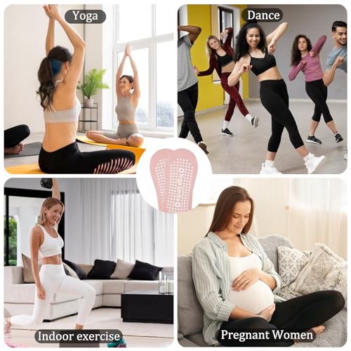 4 Pares Comodos Calcetines Yoga Pilates Para Mujeres y Hombres Antideslizantes Calcetines Artes Calcetín Marciales Tobillero Deportivo Con Puntos Antideslizantes para Yoga Fitness Ballet, EUR 36-39 - imagen 7