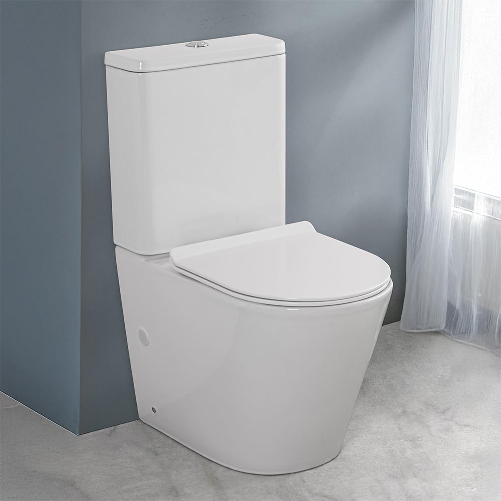 WC Filomuro Monoblocco Rimless Ceramica Bianco Lucida Linea Tygo 38x62x82,5 cm Sedile Soft-Close