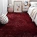 LEIBING Tappeto Peluche 180x180cm Tappeto Soffice Tappeti Salotto Morbido e Antiscivolo per Camera da Modern, Salotto, Tavolino Salotto, Rosso Scuro