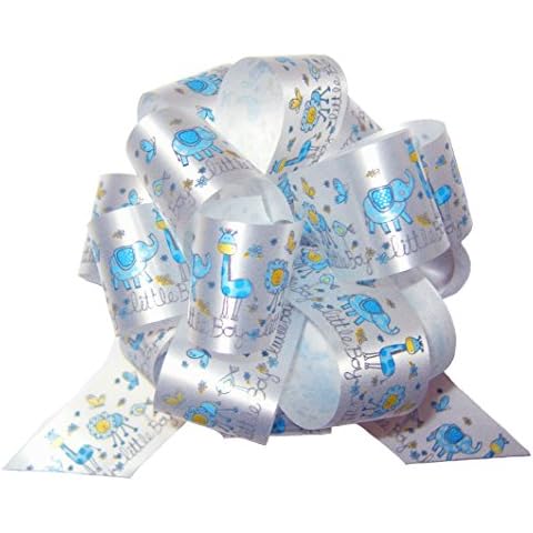 Jaffa Imports 10 x BLUE LITTLE BOY PULL BOWS 32mm - Baby Shower Birthday Gift Basket Hamper Party Bow Cover