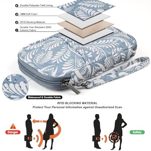 Image of RFID Family Passport Wallet Holder Waterproof, Travel Document Organizer Credit Card Clutch Bag for Men Women, RFID Leaf, L, Classical