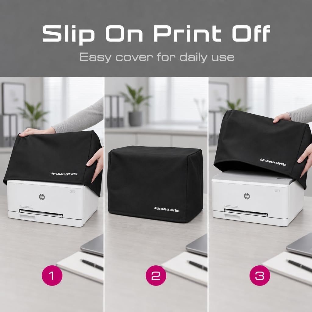 DigitalDeckCovers Dust Cover for HP OfficeJet Pro 9010 / 9014 / 9015 / 9018 / 9019 / 9125e / Premiere Printers – Antistatic, Water-Resistant, Scratch-Resistant, Black – Protection for Home & Office