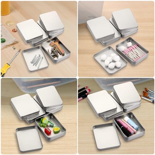 SSHUIKKAI 2 Stück Blechdose Mit Deckel, Metallbox Klein, Metalldose Mit Deckel, Blechdosen Mit Deckel, Metalldöschen Kleinen, für Süßigkeiten Und Kleinen Gegenständen(Silber)