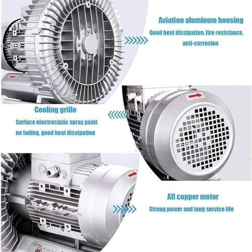 High-Pressure Regenerative Blower for Sewage Aeration & Aquariums, 220V 50Hz, 180W Aluminum Alloy, Powerful Vortex Ring, Ideal for Fish Ponds & Large Airflow Applications