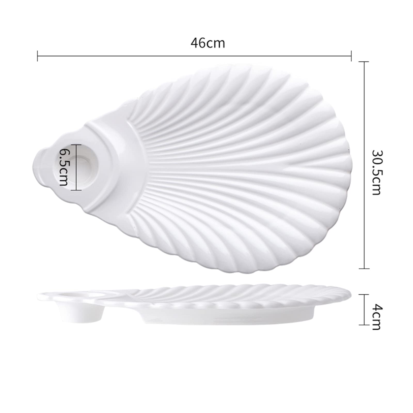 Placa De Bola De Masa Blanca, Plato Creativo con Disco De Vinagre, Vajilla para Aperitivo De Mariscos De Carne De Pato, Cerámica, 33 Cm/38 Cm/46 Cm/53 Cm(Size:46 * 30.5 * 4CM)