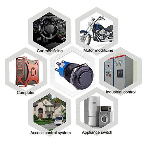 Ulincos® Latching Pushbutton Switch U19C2 1No1Nc Spdt On/Off Black Metal Shell With Red Led Ring Suitable For 19Mm 3/4" Mounting Hole (Red) #TOP5