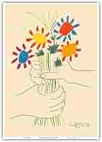 ：パブロ・ピカソ │ Pablo Picasso　「小さな花」　リトグラフ版画 Pablo Picasso（パブロ・ピカソ）「花束」Bouquet リトグラフ