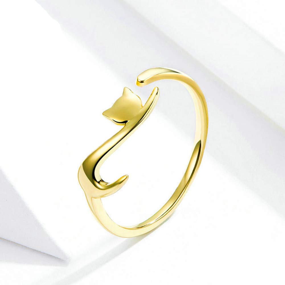 Ategazza Anello Gatto da donna in argento 925 Carino Aperto Regolabile ga01