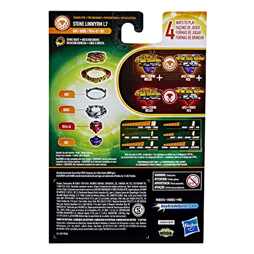Image of Beyblade Burst QuadDrive Stone Linwyrm L7 Spinning Top Starter Pack, Battling Game Top Toy with Beyblade Launcher