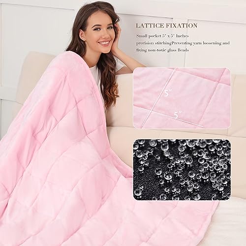 Image of Alomidds Sherpa Fleece Weighted Blanket for Adults(15lbs Twin Size) Heavy Blanket with Fluffy Warm Thick Sherpa & Cozy Soft Flannel Snuggle Great for Sofa Bed Calming, 48x72 inches, Pink