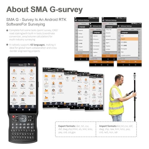 Image of SMA25R Net GNSS RTK Survey System Handheld High Precision Positioning Receiver with Collector, CORS Connection, 10cm Accuracy by PPP, Tilt Compensation, for Land Surveying, Construction